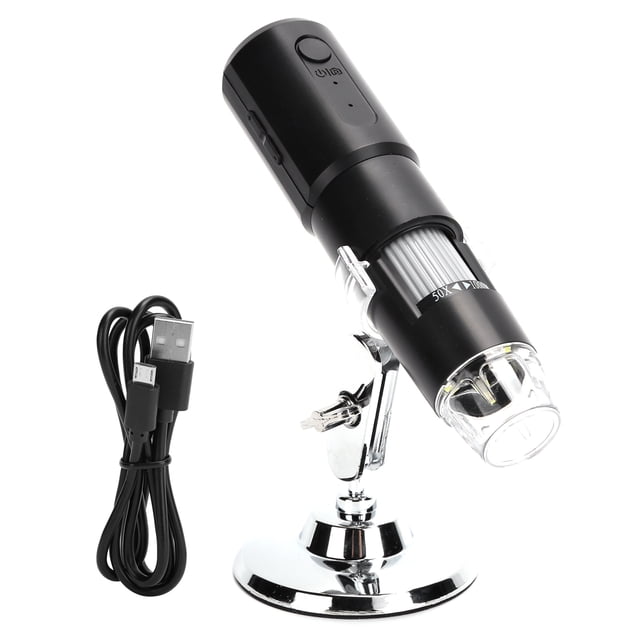 Microscopio inalámbrico WiFi portátil con Zoom 1000X, lupa de 8 LED con soporte