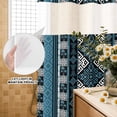 thumbnail image 3 of No Hook Shower Curtain, Navy Blue Boho Shower Curtains for Bathroom with See Through Top Window, Geometric Vintage Abstract Art Ethnic Tribe Waterproof & Washable Bath Curtain Small Stall 36"x78", 3 of 9