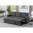 thumbnail image 3 of Miekor Furniture Lucca 84" Dark Gray Linen Reversible Sleeper Sectional Sofa with Storage Chaise W5U002, 3 of 9