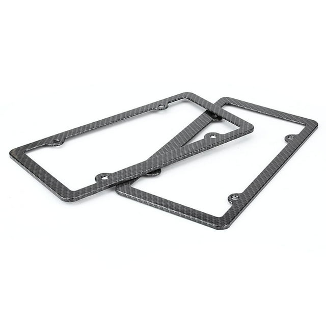 Akozon Marco De Matrícula, 2 Piezas De Fibra De Carbono, Cubierta De Marco De Matrícula, Estándar Americano, 4 Agujeros Con Tapa De Rosca