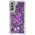 thumbnail image 2 of Samsung Galaxy S21 FE (Not S21) Case,Creativity Clear Quicksand Glitter Flowing Liquid Floating Soft TPU Case w/Stand Bling Diamond Sparkle Phone Cover for Samsung Galaxy S21 FE  Purple, 2 of 7