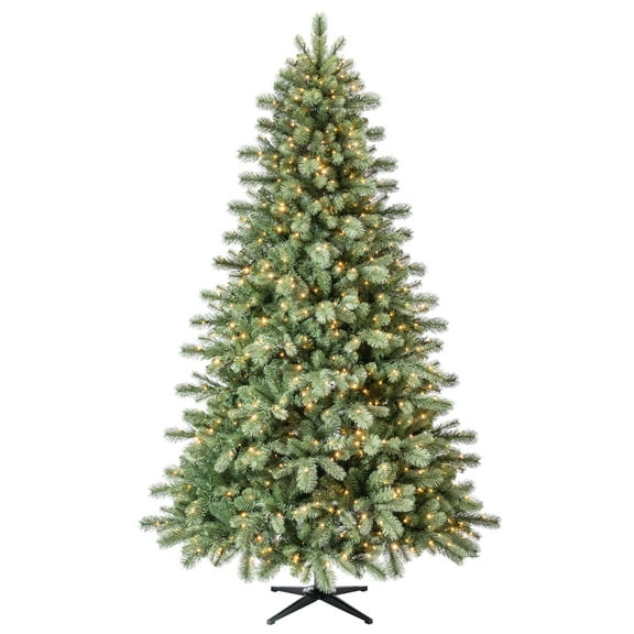 7.5' Pre-Lit Valencia Fir Green Artificial Christmas Tree with LumaDazzle Color-Changing Twinkle LED Lights and Quick Set, by Holiday Time