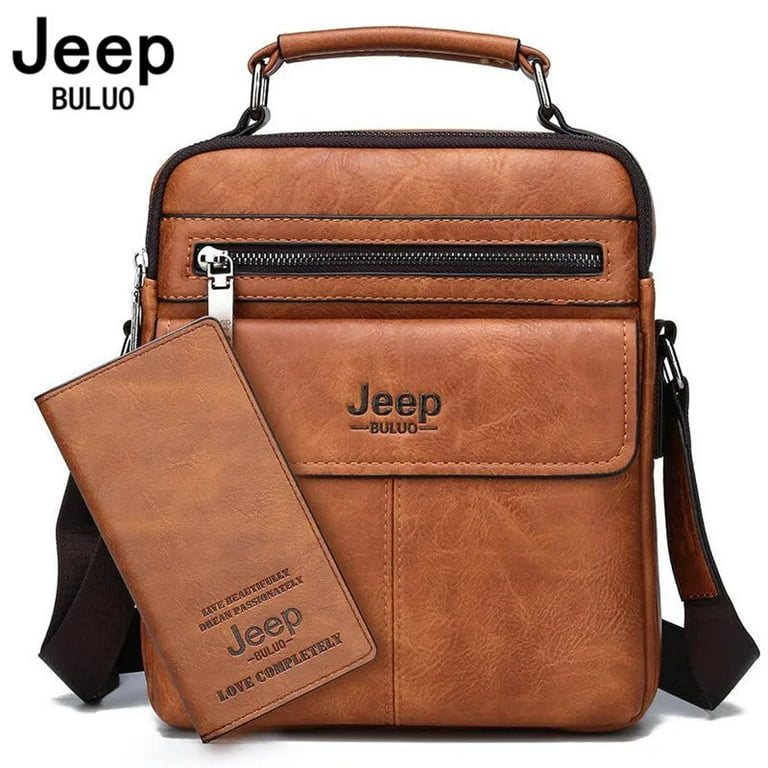 JEEP BULUO Men s Crossbody Shoulder Bags Split Leather Handbag Fashion Business Man Messenger Bag High quality Tote Hot Walmart