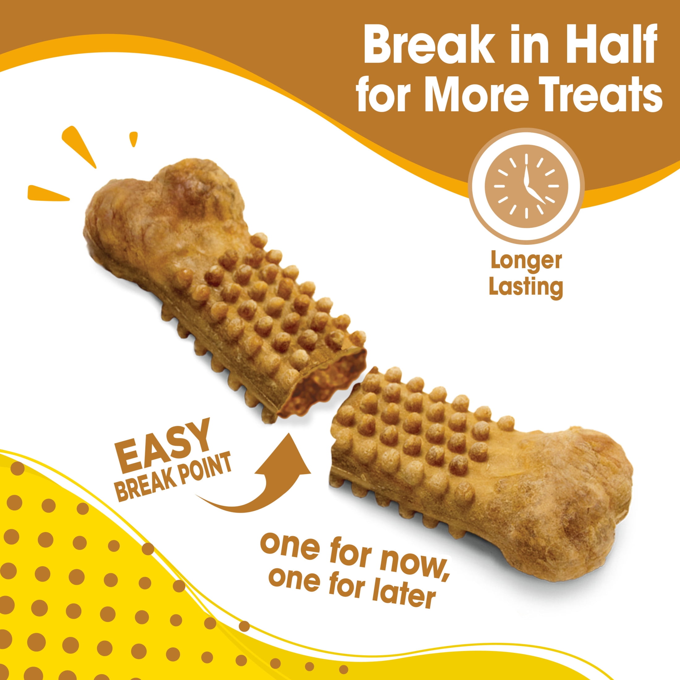 Nylabone Nubz Natural Dog Treats for Large Dogs, Peanut Butter Flavor Dog Bones, Large - 30+ lbs., 1.7 lb. Pouch, 15 Count