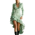 thumbnail image 3 of BRGZLK Vintage Dress For Women Elegant Classy V-Neck Long Sleeved Ruffled Victorian Solid Color Dresses Western Cowgirl Outfits High Low Dresses, 3 of 6