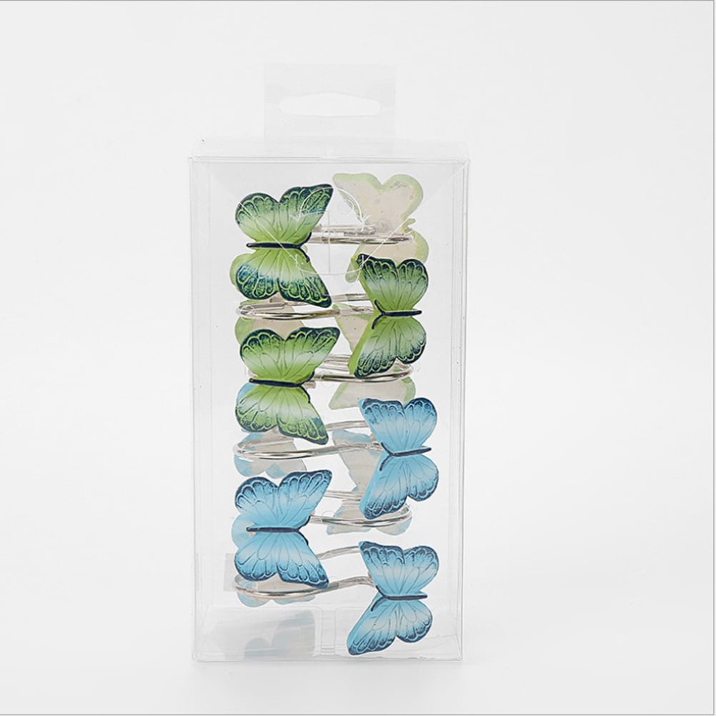 COSMOBETTY 12Pcs Resin Shower Hooks Butterfly Shape Blue Green For Bathroom Curtains Homeowners