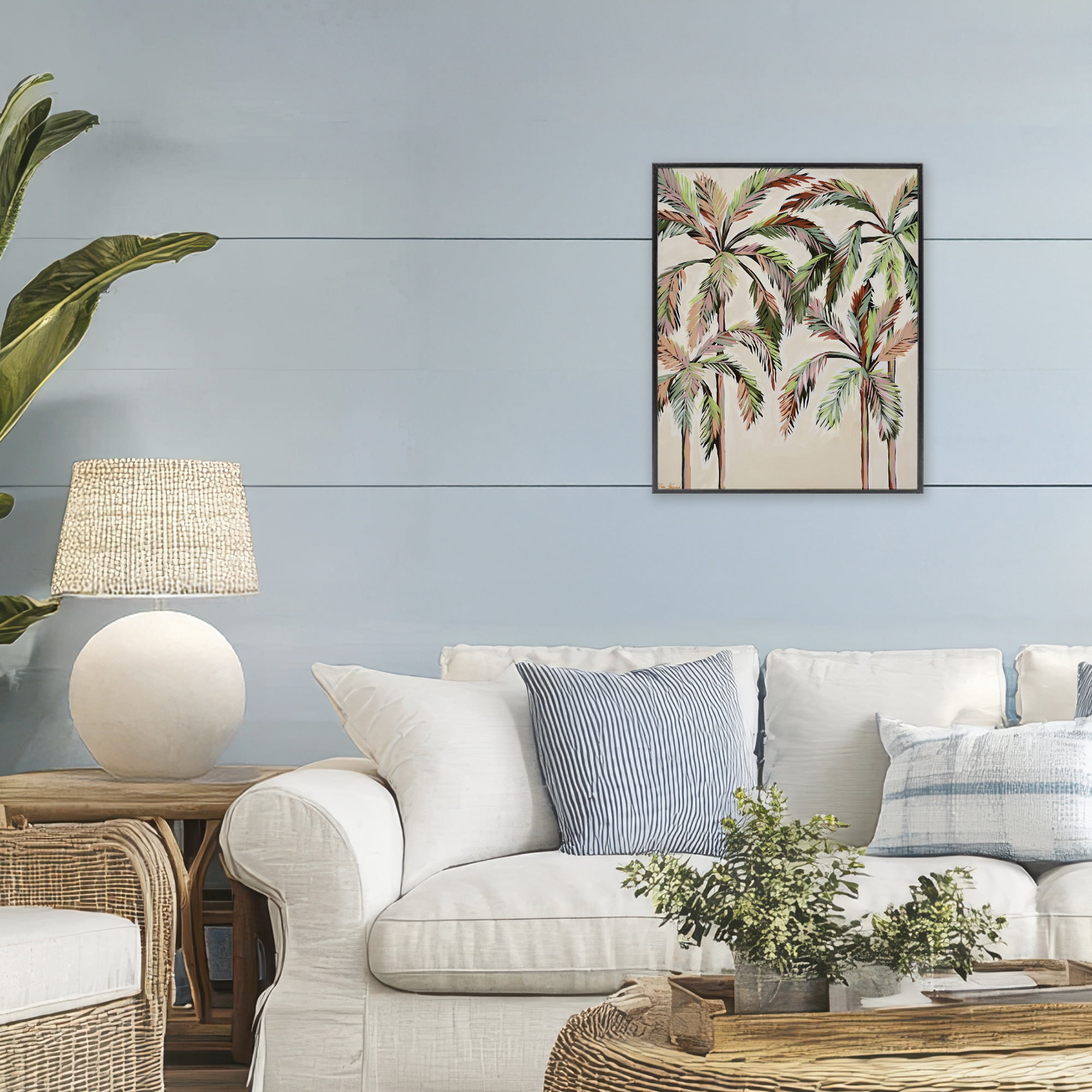 Stupell Industries Blushing Palm Tree Canopy Black Framed Giclee Art, design by Dani Heyward