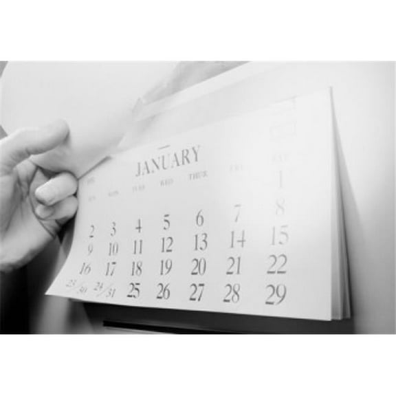 Posterazzi SAL255421373 Hand Opening Calendar Showing January Poster Print - 18 x 24 in.