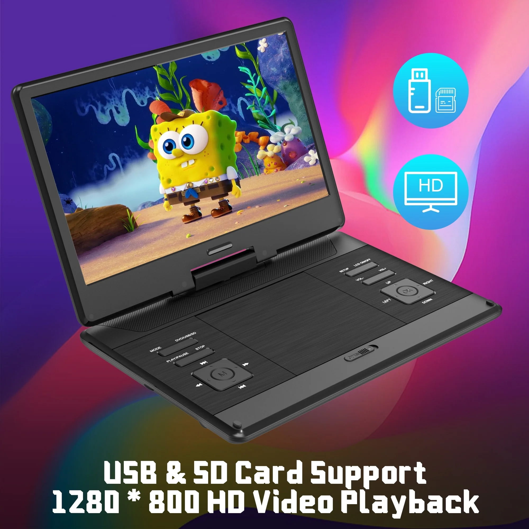 16.9'' Rechargeable Portable DVD Player for Car with 14