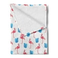 thumbnail image 2 of Tropical Soft Flannel Fleece Throw Blanket, Pink Flamingo Birds and Blue Palm Trees Pattern Exotic Hawaiian Nature, Cozy Plush for Indoor and Outdoor Use, 70" x 90", Pink Blue and White, by Ambesonne, 2 of 5