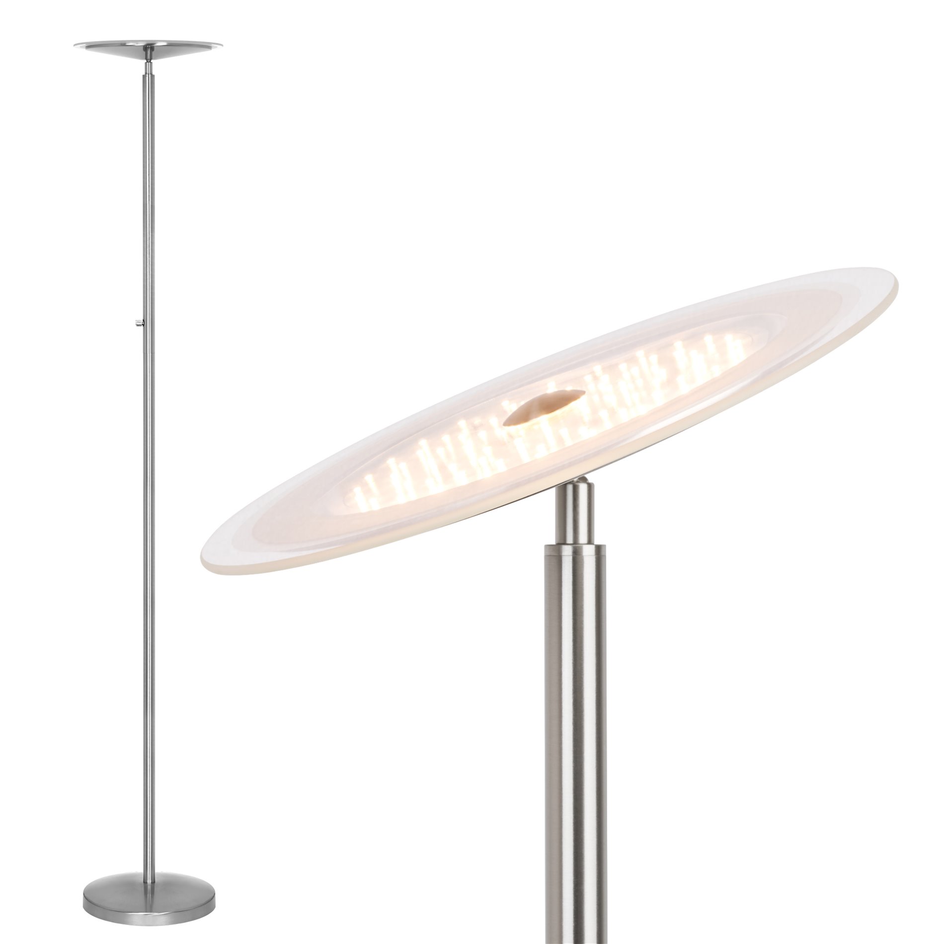 Kira Home Horizon 70" LED Torchiere Floor Lamp (36W, 250W eq.), Glass