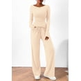 thumbnail image 3 of Conjunto Coordinado PRETTYGARDEN Manga Larga Asimétrico Pantalón Palazzo Beige Talla M, 3 of 8