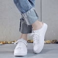 thumbnail image 3 of EKVAHL Slip On Canvas Loafers for Women, Denim Breathable Flat Cushioned Casual Shoes, Backless Daily Walking Slide Sneakers White, 3 of 4