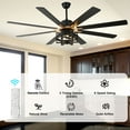 thumbnail image 3 of Bella Depot 65" Black  Industrial Ceiling Fan with Light and Remote Control  6-Speed Reversible DC Motor, 3 of 12