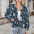 thumbnail image 3 of Jackets for Women Winter Coat Jackets Flannel Stand Collar Jacket(Blue Floral Pattern Dark Background,Size:S-4XL), 3 of 7