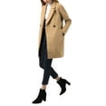 thumbnail image 4 of INSPIRE CHIC Women's Double Breasted Lapel Raglan Long Sleeve Mid Length Overcoat, 4 of 6