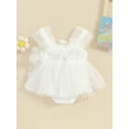 thumbnail image 4 of Suealasg Newborn Baby Girl Outfits Sleeveless 3D Flower Decor Tulle Romper Dress 1st Birthday Photoshoot Dress Summer Clothes, 4 of 9