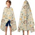 thumbnail image 3 of Cute Hedgehogs and Pioneer Flower Pattern Hooded Bath Towel，60"x35" for Ages 3 To 12 Kids, Quick Dry Lightweight Soft Microfiber Hood Beach Towel Cover Up for Kids, 3 of 7