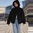 thumbnail image 2 of Tiqkatyck Puffer Jacket Womens Clearance, Women's Winter Puffer Jacket Long Sleeve Zip Up Warm Short Down Hooded Coats with Pockets, Womens Winter Tops, Winter Coats for Women Black M, 2 of 8