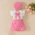 thumbnail image 4 of snilers Toddler Baby Girls Clothes Skirt Set with Beret Ruffle Shirt and Skirt Shorts 2 Piece Summer Outfits Cute Short Sets Size 6 Months-3 Years, 4 of 9