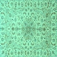 thumbnail image 1 of Ahgly Company Indoor Square Medallion Turquoise Blue Traditional Area Rugs, 8' Square, 1 of 4