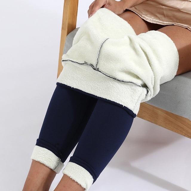 Mujeres cálidas leggings espesar empuje la elasticidad femenino femenino noveno noveno pantalón adelgazamiento de color sólido clima frío pantalones suaves azul oscuro l Methold AP004665-21