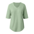 thumbnail image 4 of TYGHBN Women's V Neck Batwing Half Sleeved Shirt Knit Loose Shirt Solid Color Top Casual Women Women Tees and Tops Shirt and Shirt Set Women Sleeve Pack Long Sleeved Tops Womens Casual T Shirt for, 4 of 4