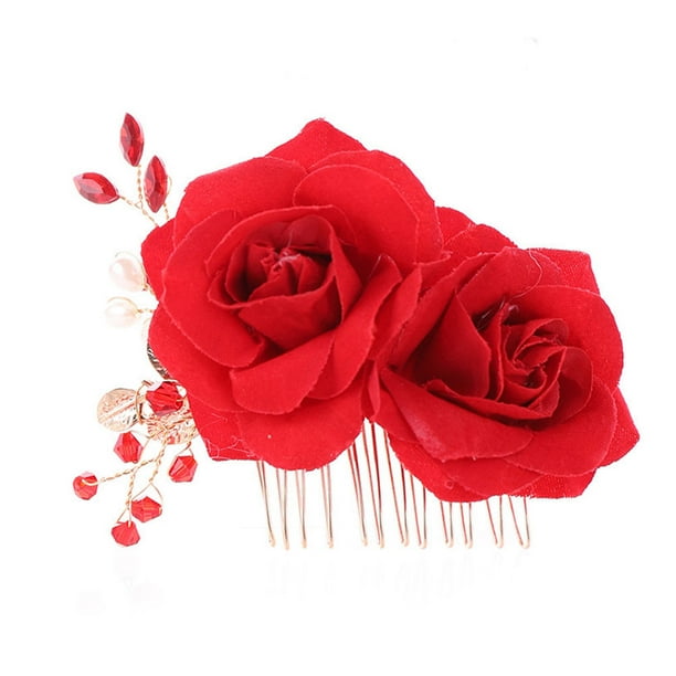 Peineta de flores artificiales para el cabello, elegante tocado de novia con rosas, tocado de boda