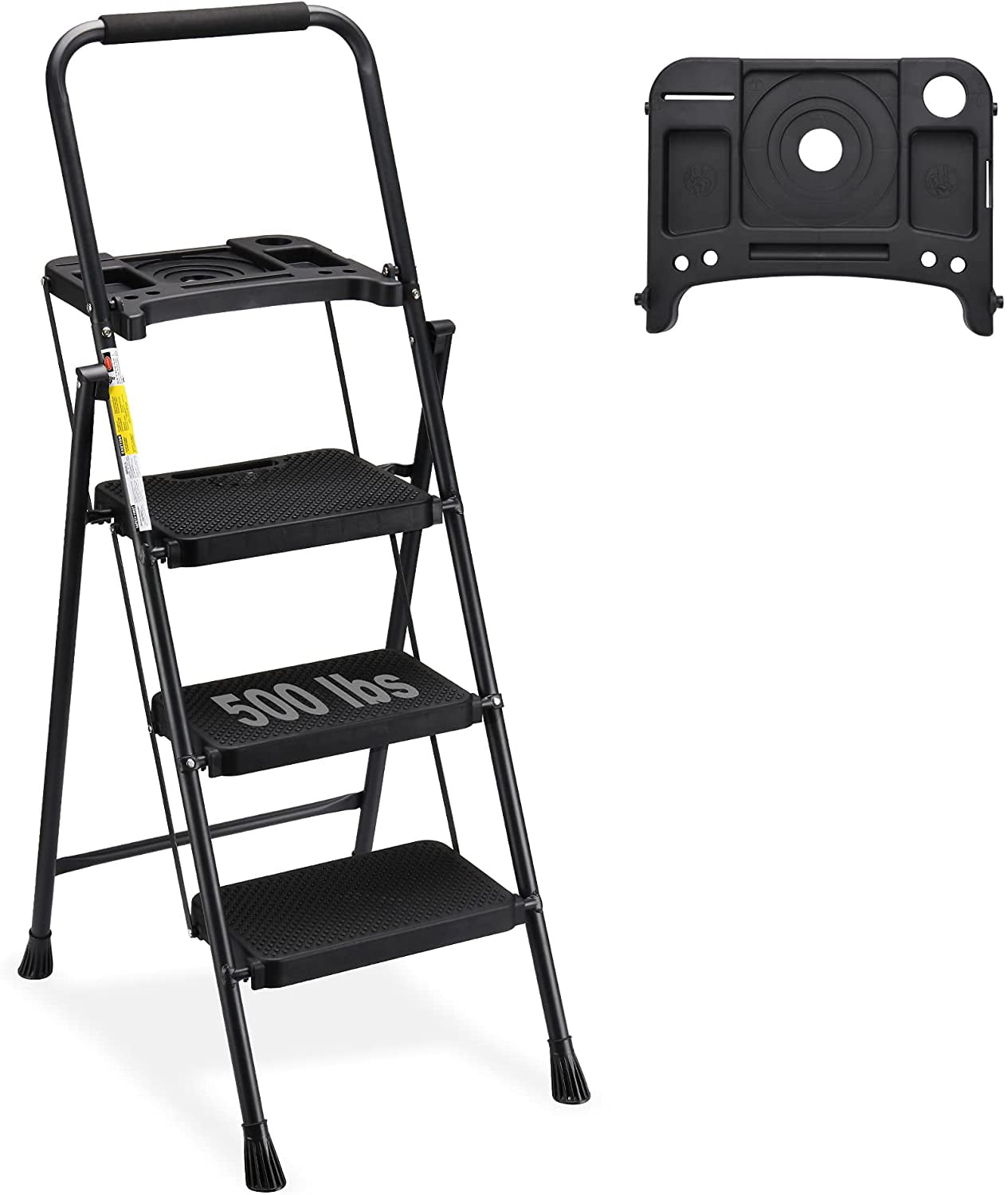 2/4 Steps Aluminum Ladder Folding Step Stool with High Armrest Loading 300 Lbs 