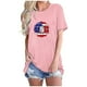 thumbnail image 1 of Tops Cortos para Mujeres Bandera de Moda Impresa Cuello Redondo, Camiseta de Manga 3/4 para Uso Diario, Casero Y Cómodo, 1 of 4