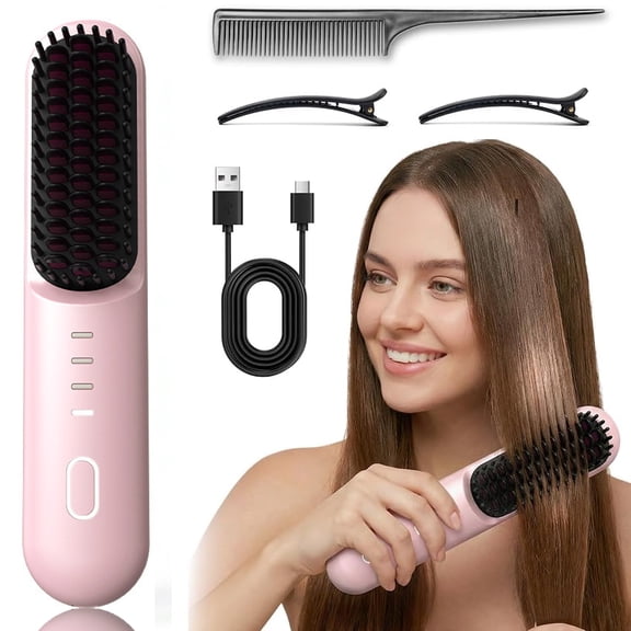 2026 Upgraded Numoya Go Brush Pro,Cordless Straightening Brush With 30S Fast Heat, Ionic & Ceramic Care, 2500Mah Usb-C Rechargeable,Numoya Brush For Short Hair,Numoya For Short Hair