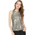 thumbnail image 2 of INSPIRE CHIC Camiseta Sin Mangas Con Chaleco Brillante Metálico Brillante Sin Mangas Para Fiesta Y Club Para Mujer Plata L, 2 of 6