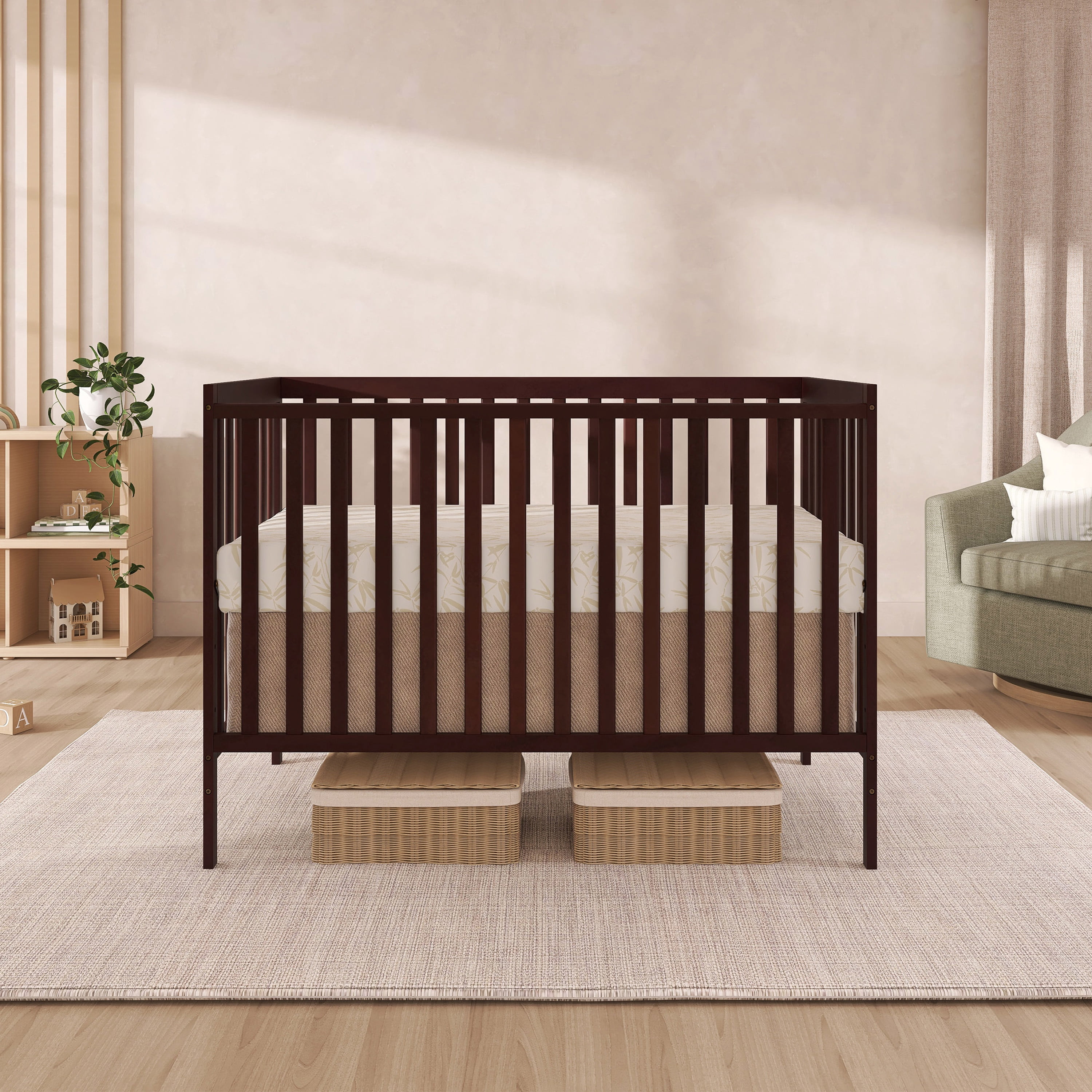 Dream On Me Synergy 5 in 1 Convertible Crib in Espresso, Greenguard Gold Certified