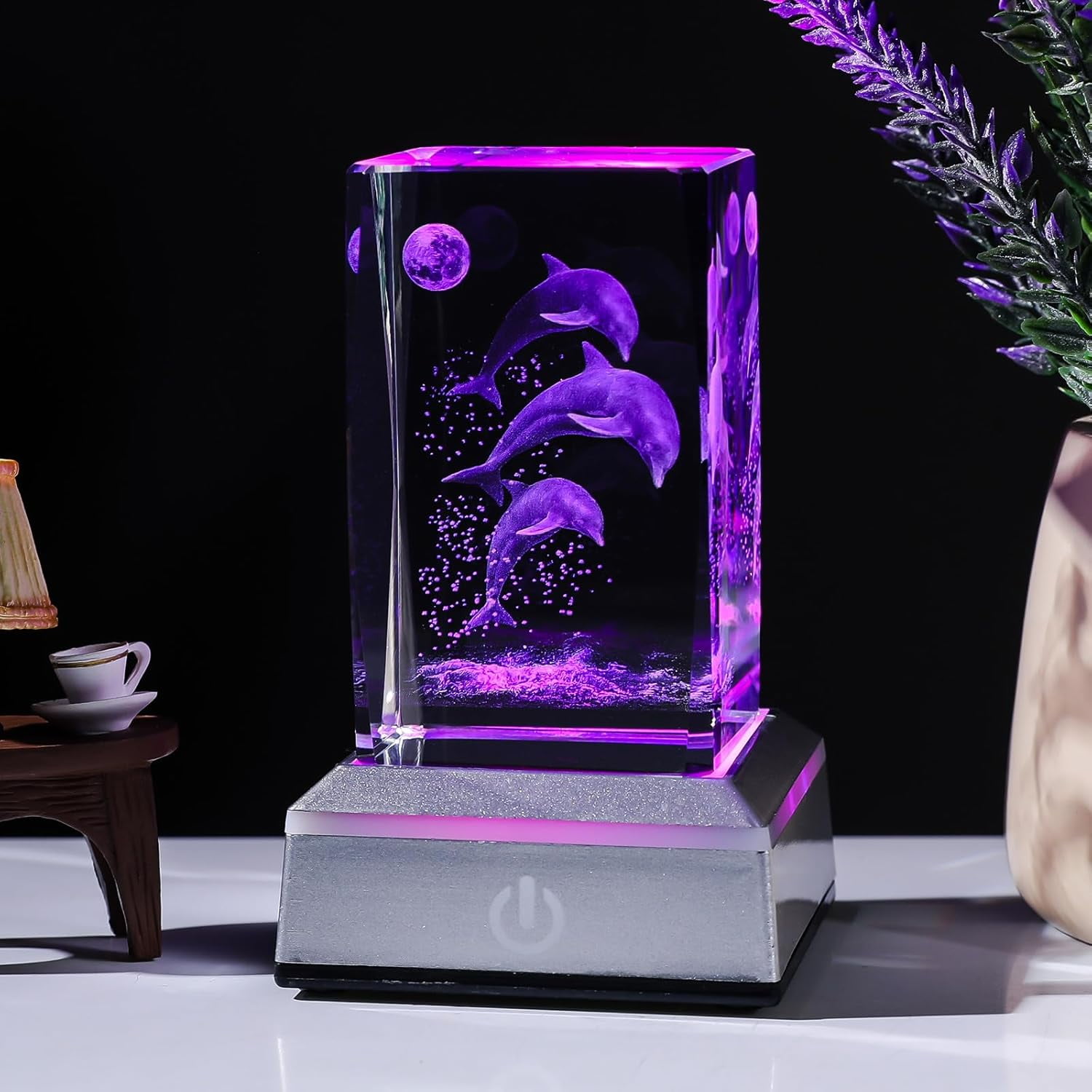 ONGWIN 3D Crystal Dolphin Gifts for Women Wife, Glass Laser