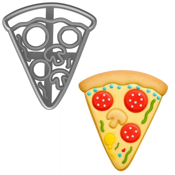 Pizza Slice Cookie Cutter & Stamp 4x3.49" for Baking Fondant Clay Embosser