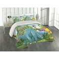 thumbnail image 2 of Ambesonne Nature Quilted Coverlet 3 Pcs, Dinosaurs in the Jungle, Queen Size, Multicolor, 2 of 4