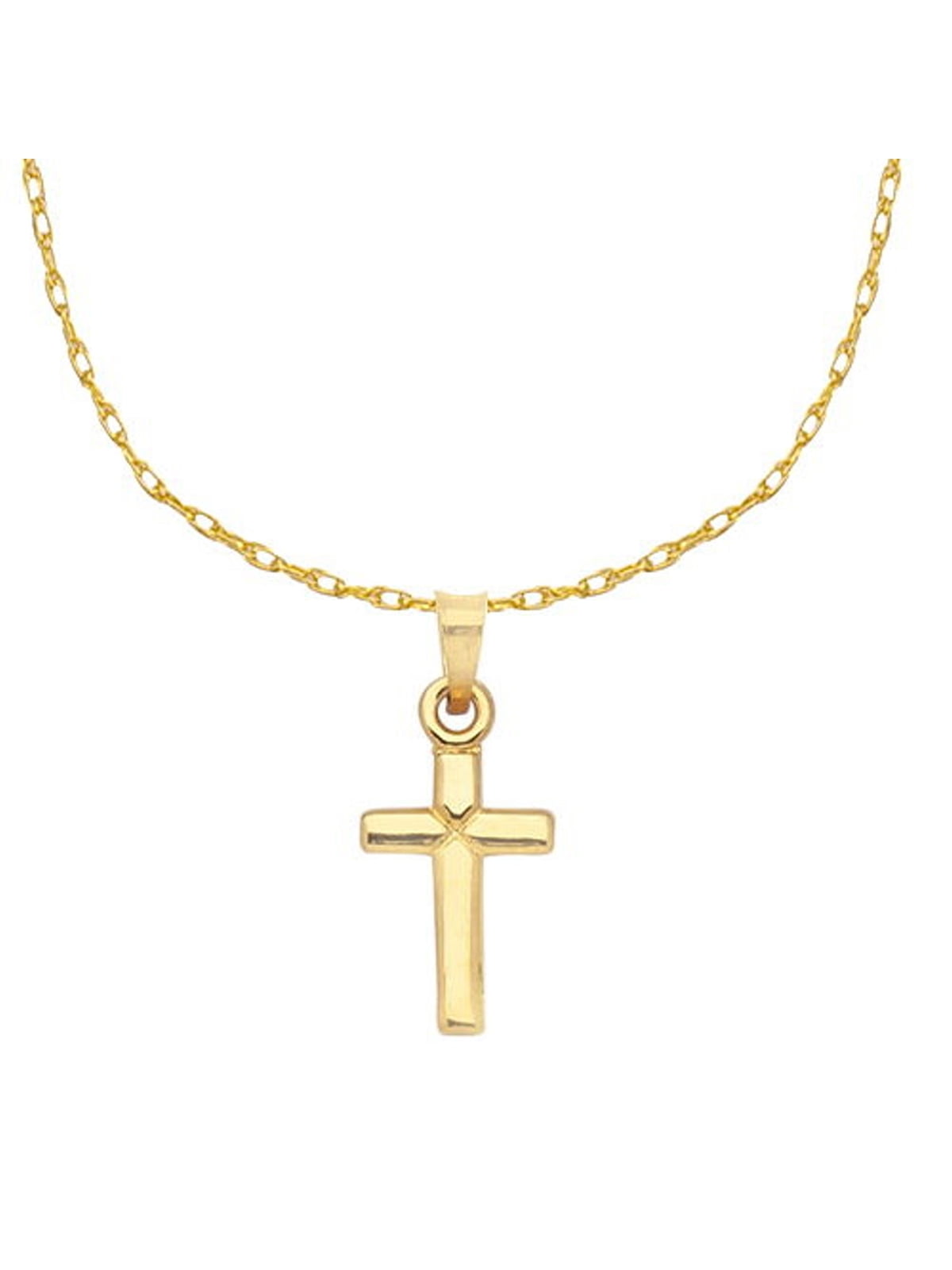 14k Yellow Gold Small Cross Necklace 