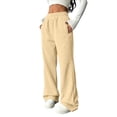 thumbnail image 2 of Women Petite Sweatpants Pull On Baggy No Drawstring Fleece Sweatpant Elastic Waist Casual Wide Leg Jogging Pants with Side Pockets, 2 of 7