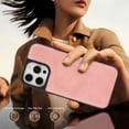 thumbnail image 5 of For iPhone 15 Pro Max Phone Case,Ultra Slim Anti-Scratch PU Leather Back + TPU Bumper Hybrid Protection,Compatible with Mag-Safe,Shockproof Anti-Falle Thin Fit Durable Phone Case,Pink, 5 of 6