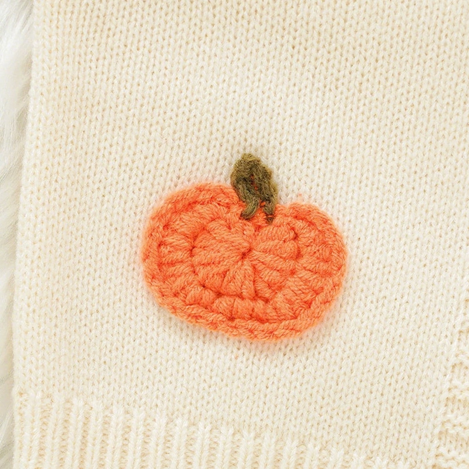 Cardigan Bébé Halloween Motif Citrouille - Col V, Manches Longues, Boutons, Tricot épais Coton - 10