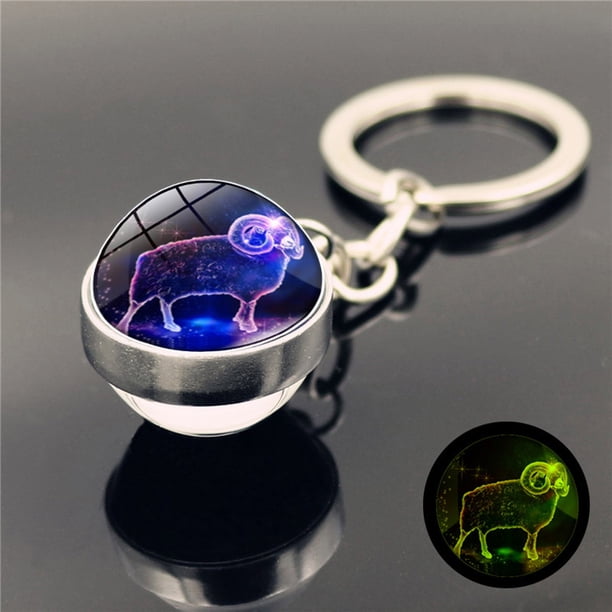 Llaveros para mujer, llavero de billetera, llavero de auto, llavero lindo, llavero con doce colgantes de vidrio luminoso, llavero de metal con aerosol para quitar llaves.