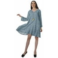 thumbnail image 2 of Moomaya Rayon Flared Dress For Womens Long Sleeve Printed V-Neck Casual Beach Dress For Girls, 2 of 7