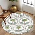 thumbnail image 2 of Round Rugs 7Ft, Palm Trees Round Area Rug Washable Indoor Throw Carpet, Green Summer Botanical Watercolor Large Non Slip Circle Rug for Dining Room Playroom Home Decor Aesthetic, 2 of 8