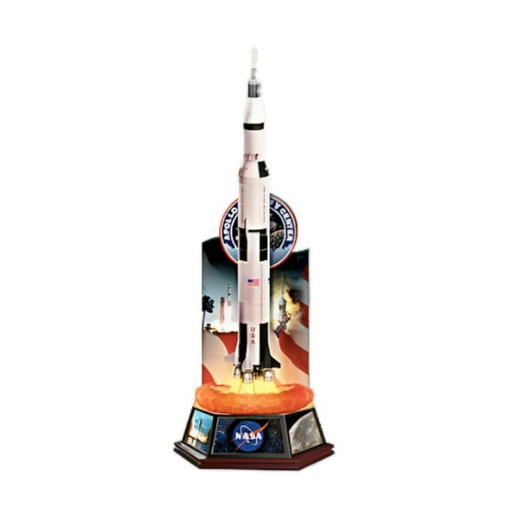 The Bradford Exchange NASA Legacy of Innovation Sculpture Issue #1 Saturn V Handcrafted Collectible Rocket Sculptures with LED Illumination Authentic Details & Historic Mission Backdrops 10.13-Inches