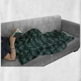 thumbnail image 6 of Fish Soft Flannel Fleece Throw Blanket, Rhythmic Vintage Style Dark Tones Sea Creatures Ocean Illustration, Cozy Plush for Indoor and Outdoor Use, 70" x 90", Hunter Green Grey Teal, by Ambesonne, 6 of 6