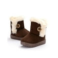 thumbnail image 3 of MAWCLOS Kids Winter Boot Mid Calf Warm Ankle Booties Plush Collar Fuzzy Snow Boots Button Travel Bootie Coffee 9toddlers, 3 of 5