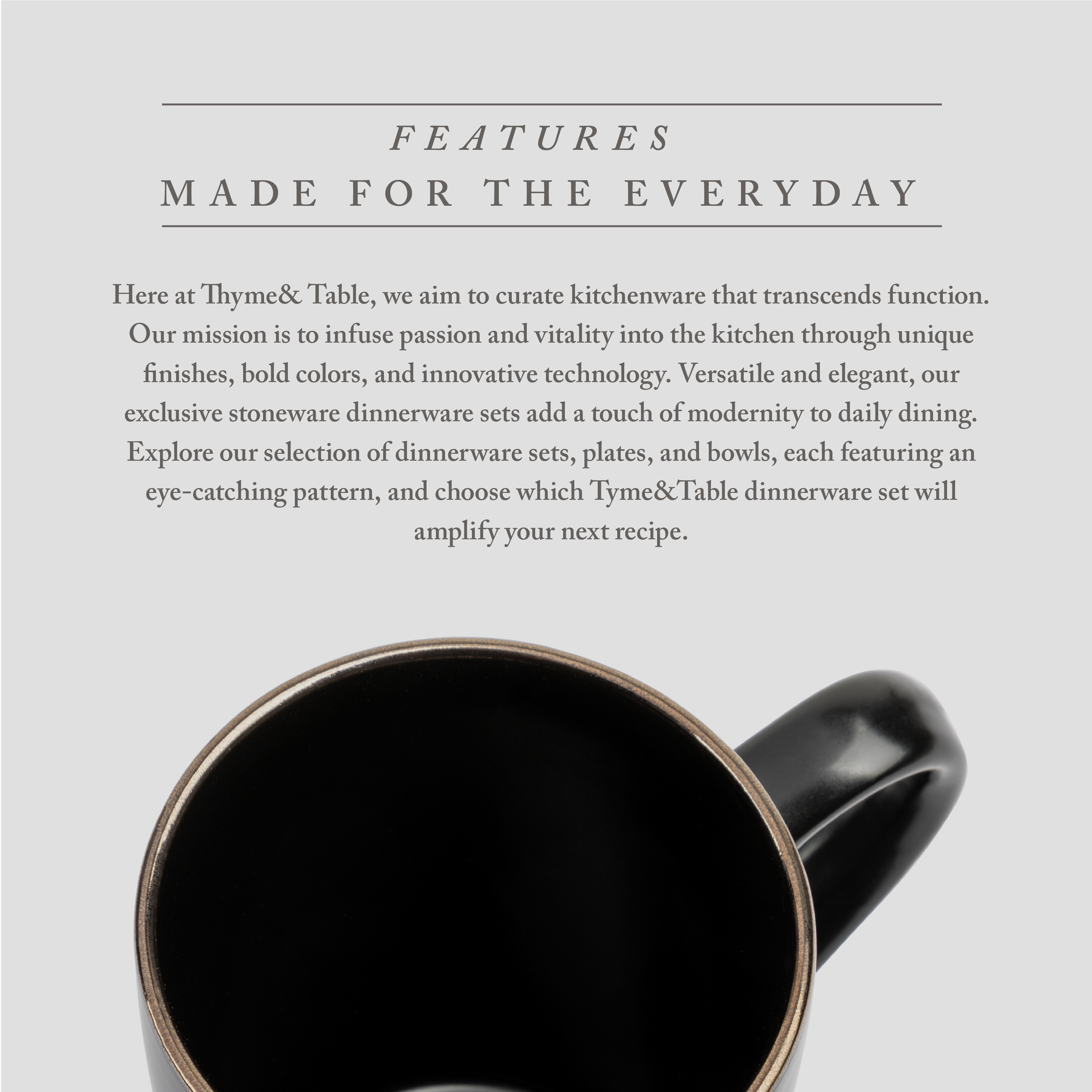 Thyme & Table Drinkware Black Onyx Stoneware 14oz Mugs, 4 Pack