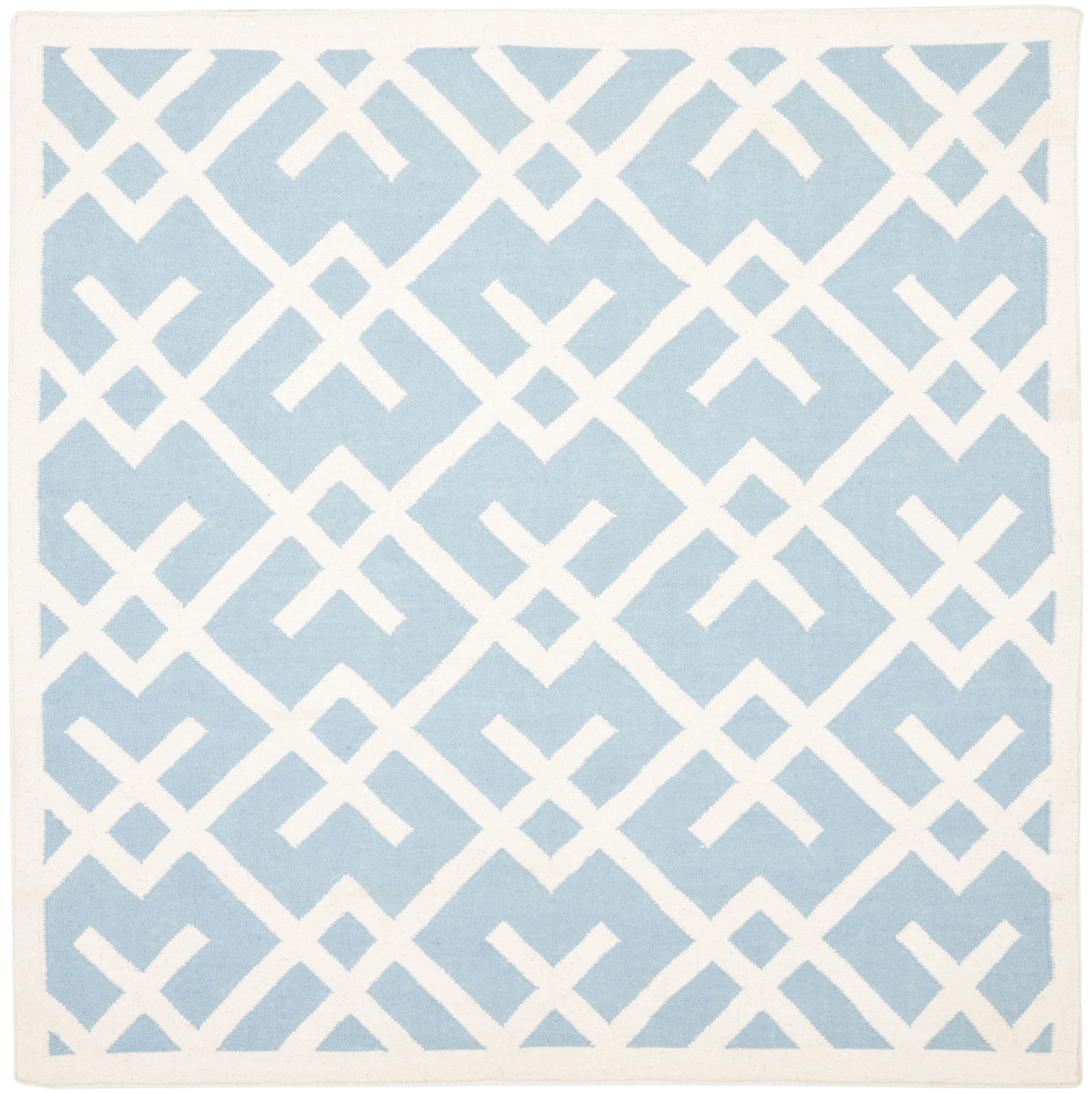 Safavieh Dhurries Brianna Geometric Area Rug, Light Blue/Ivory, 6' x 6' Square
