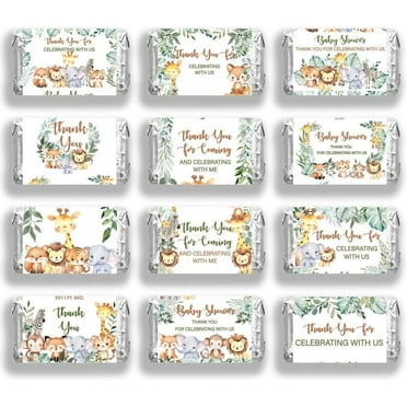 Leaf Paper Self Adhesive Mini Candy Bar Wrappers Baby Shower Candy Lable Stickers for Baby Boys Girls Shower Decor Word 116x140mm