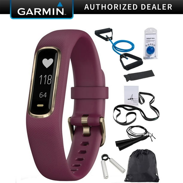 Garmin Vivosmart 4 Berry With Light Gold Hardware S M 010 11 With Deco Gear 7 Piece Fitness Kit Walmart Com Walmart Com